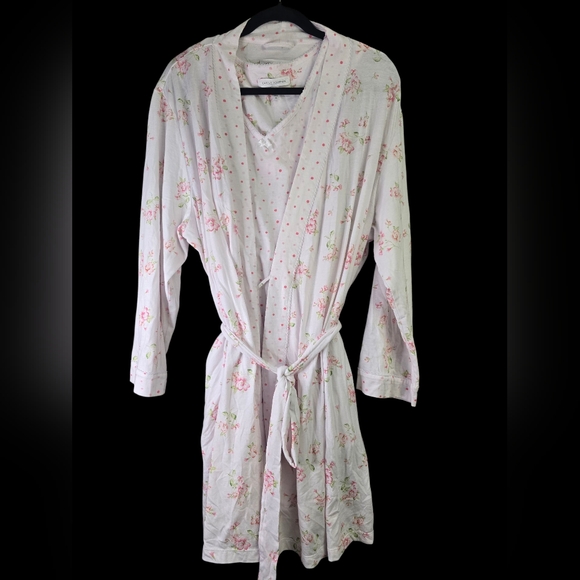 Midnight by Carole Hochman Floral Pink and White Robe With Gown, Size XL, NWOT - Picture 1 of 5